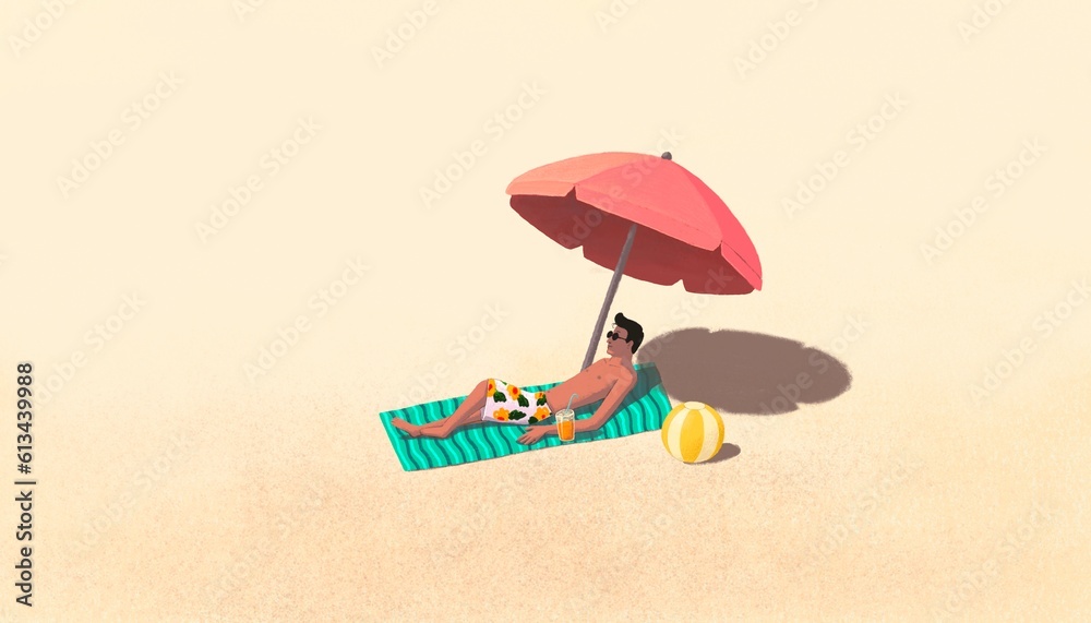 Naklejka premium Summer time with the sea. Concept idea art of travel.