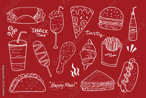 Cute Fast Food and Drink Doodle