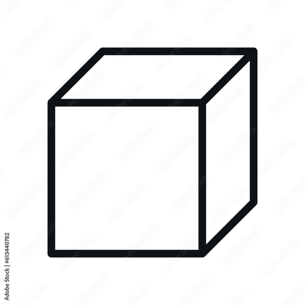 Isometric pictogram of cube. Isolated geometric shape on white background. Isometric pictogram of cube. Isolated geometric shape on white background.