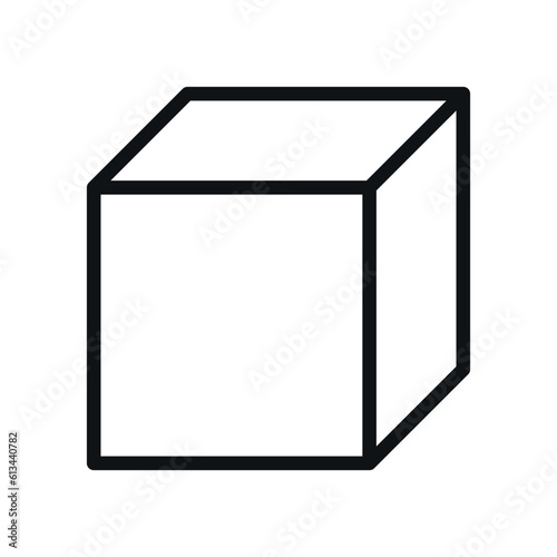 Isometric pictogram of cube. Isolated geometric shape on white background.