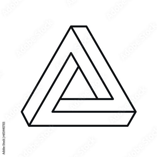 Impossible 3D Penrose triangle. Isolated on white background.