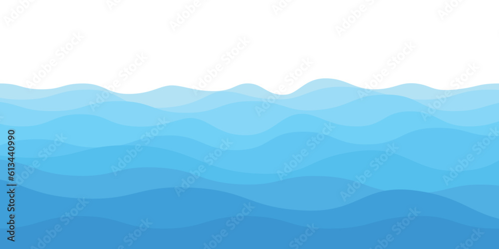 Sea waves pattern. Water wave abstract design. Blue ocean wave layer