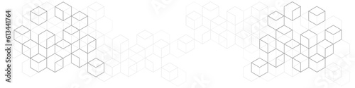 White background from cubes and lines.Linear geometric drawing.Abstraction,Vector illustration.