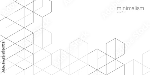 Abstract white background from cubes and lines.Drawing of geometric hexagons and squares.Vector illustration.