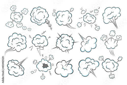 Smelling pop art comic book cartoon fart cloud flat style design vector illustration set. Bad stink or toxic aroma cartoon smoke cloud isolated on white background.