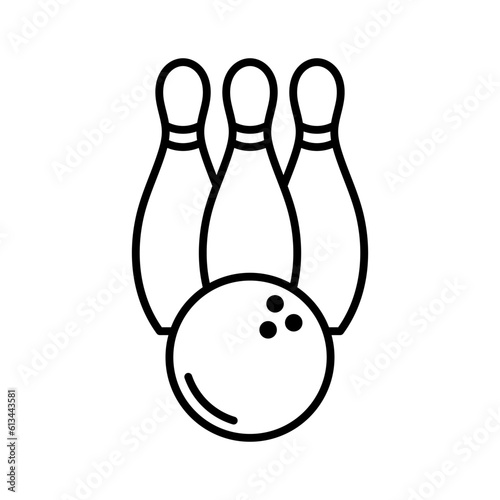 Bowling And Pin Outline Icon Vector Illustration