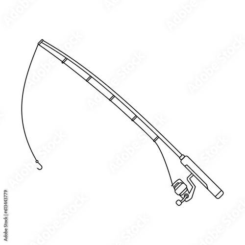 Fishing Rod Outline Icon Vector Illustration