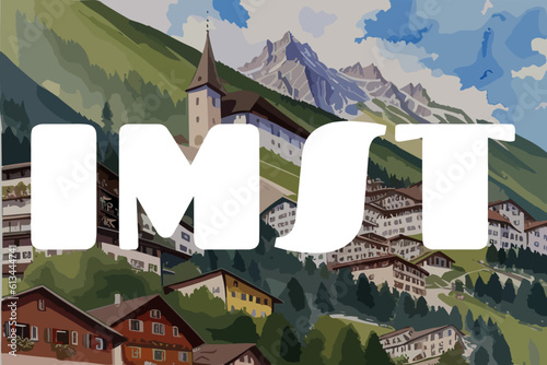 Imst: Beautiful painting of an Austrian village with the name Imst in Tirol photo