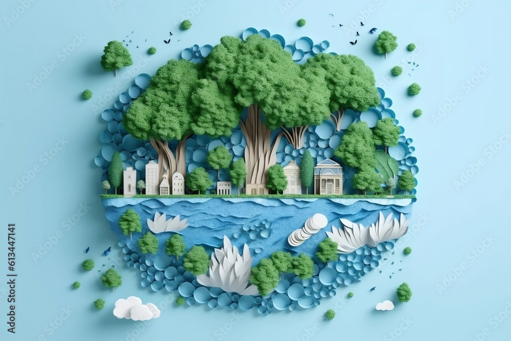 Paper Art Celebrating Ecology and World Water Day through Creativity,Generative Ai