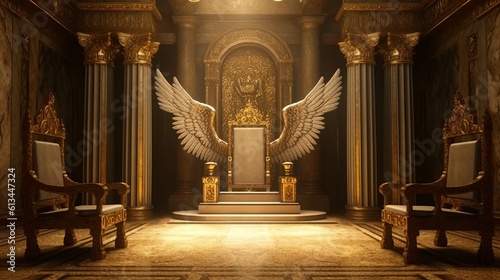 Print op canvas Illustration of Heavenly Throne Room. AI Generative