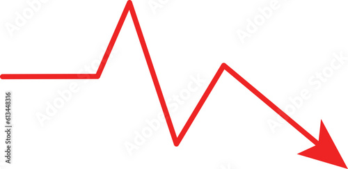 vector illustration of a business red arrow trending down	