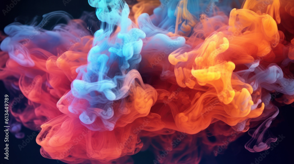 Fototapeta premium Neon clouds, coloured smoke, wallpaper, generative AI