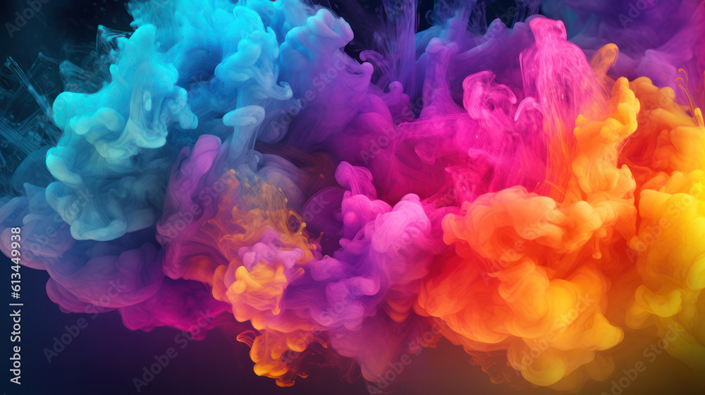 Fototapeta premium Neon clouds, coloured smoke, wallpaper, generative AI