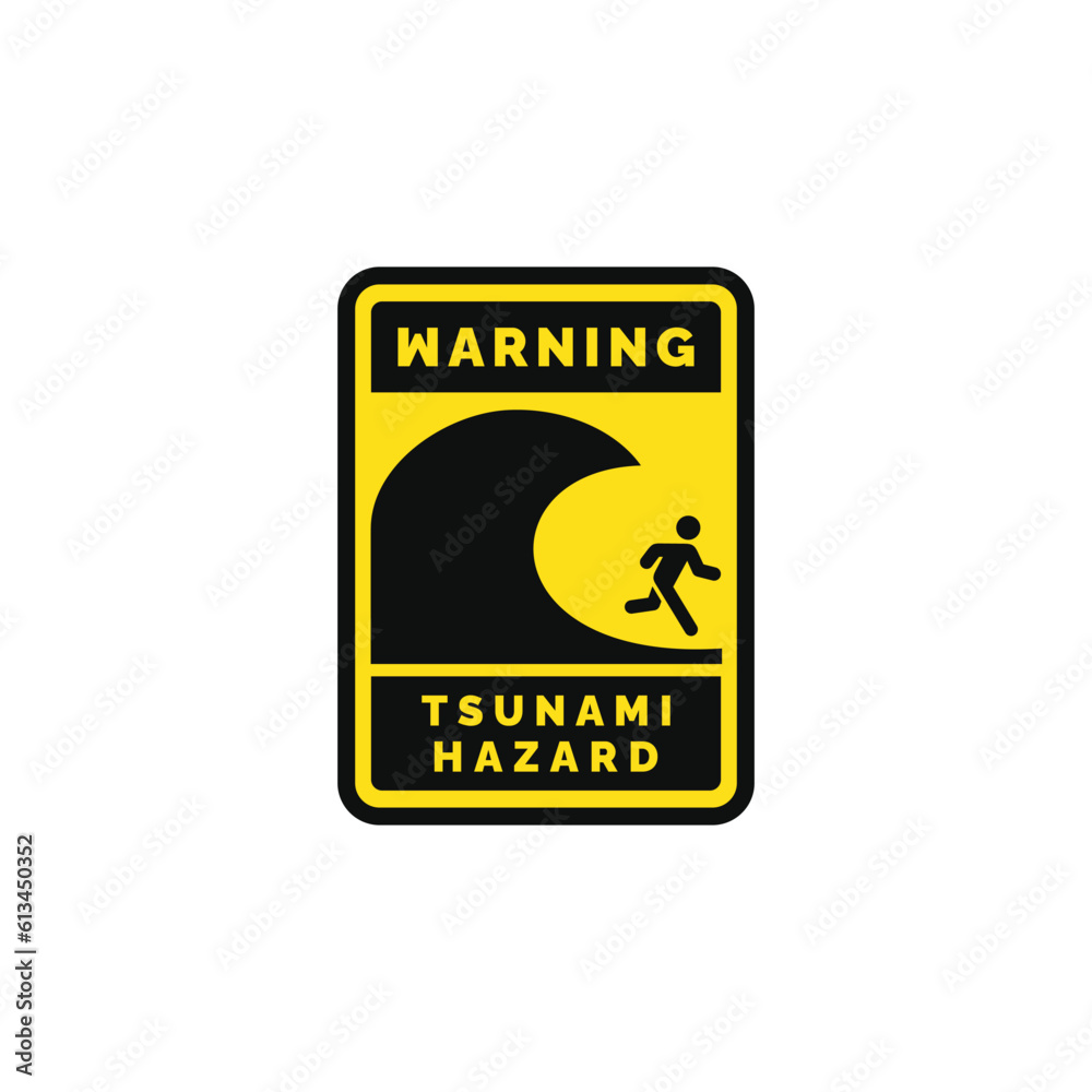 Tsunami hazard caution warning symbol design vector