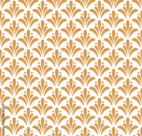 Flower geometric pattern. Seamless vector background. Gold and white ornament