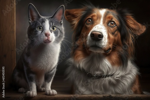 Dog and cat together, hyperrealism, photorealism, photorealistic © DynamicShutterArt