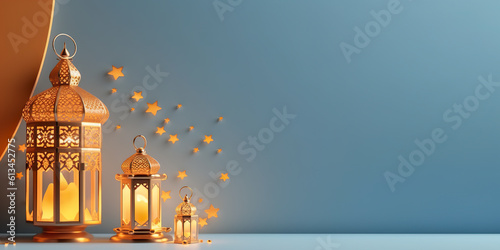 Islamic greeting Eid Mubarak cards for Muslim Holidays with empty space background