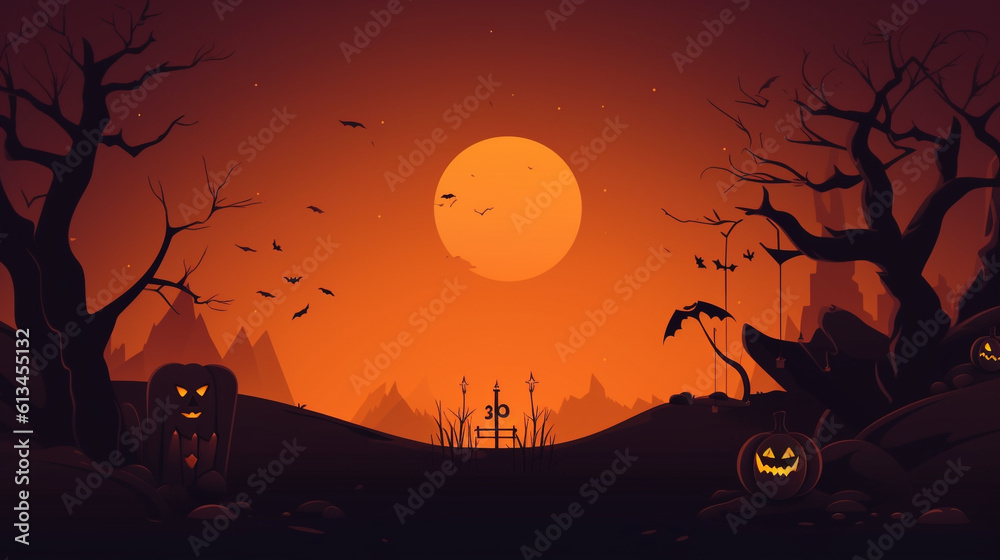 Vector illustration. Halloween 2023 banner. Generative AI