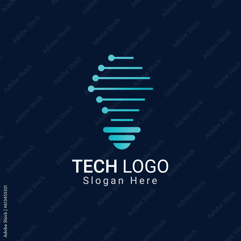 Tech logo with idea concept design vector template Tech logo with idea concept design vector template