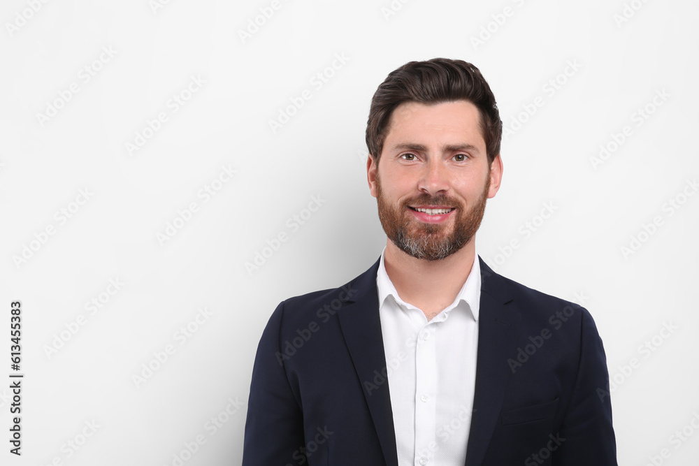 Portrait of handsome man on white background, space for text Portrait of handsome man on white background, space for text