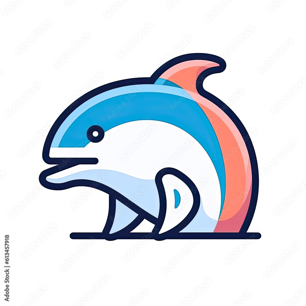 Portrait of Dolphin cute animal icon. Line style character avatar. Generative AI Portrait of Dolphin cute animal icon. Line style character avatar. Generative AI