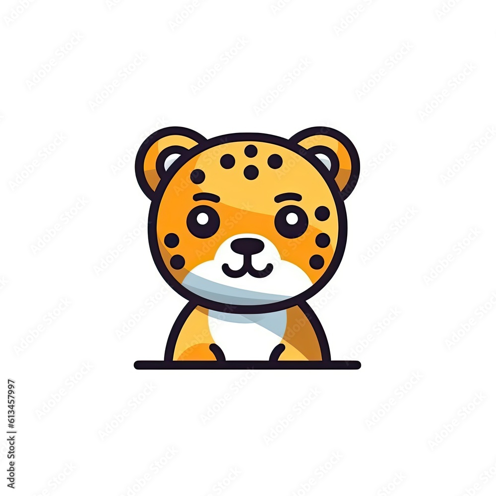 Portrait of Cheetah cute animal icon. Line style character avatar. Generative AI Portrait of Cheetah cute animal icon. Line style character avatar. Generative AI