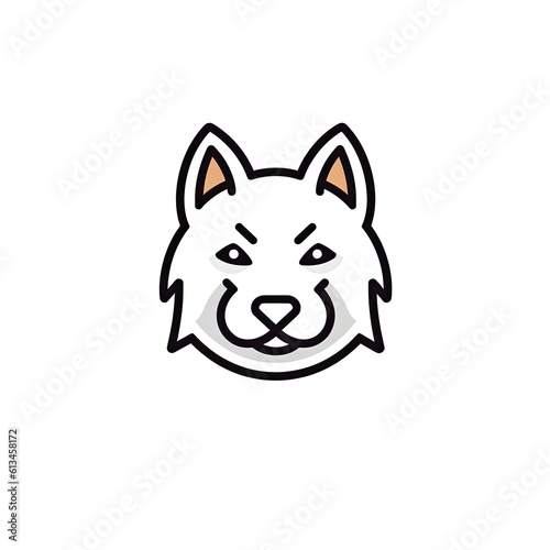 Portrait of Siberian Husky cute animal icon. Line style character avatar. Generative AI