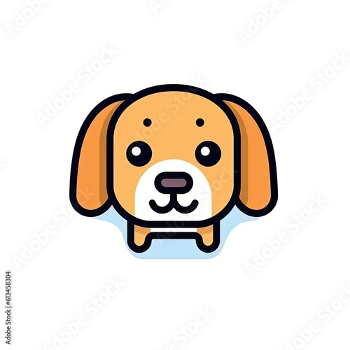 Portrait of Dog cute animal icon. Line style character avatar. Generative AI