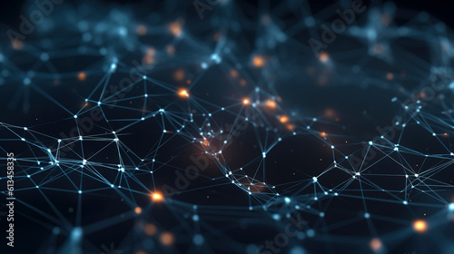 Network connections between nodes and dots photo