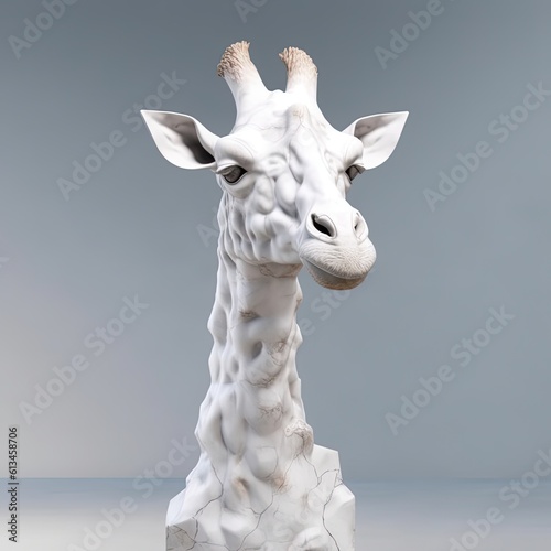 Portrait of Giraffe animal in marble sculpture style. Ancient statue of animal. Generative AI