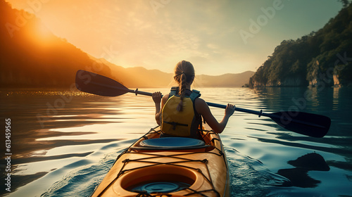Lady with kayak adventure travel sport © Elaine