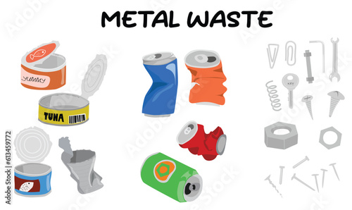 Fényképezés Metal waste vector set