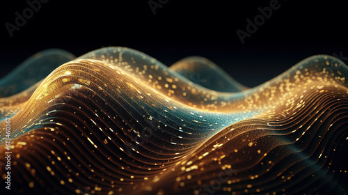 Wavy abstract shapes With Glittering Effect. Created with Generative AI technology
