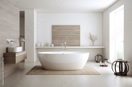 Bathtub in modern style bathroom with Generative AI