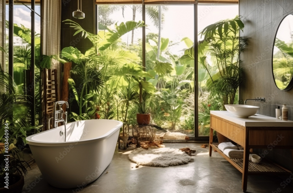 bathroom in natural style with Generative AI bathroom in natural style with Generative AI