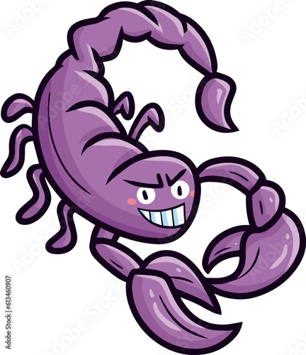 Funny purple scorpion cartoon illustration
