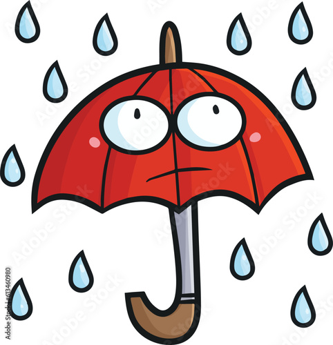 Funny red umbrella cartoon character illustration