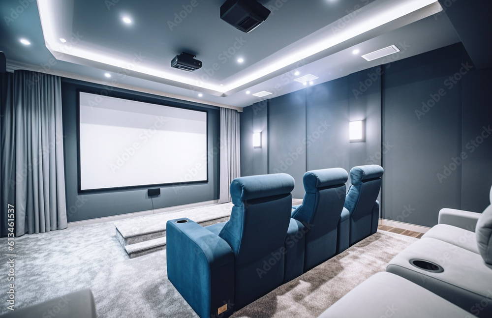Home theater in modern style with Generative AI