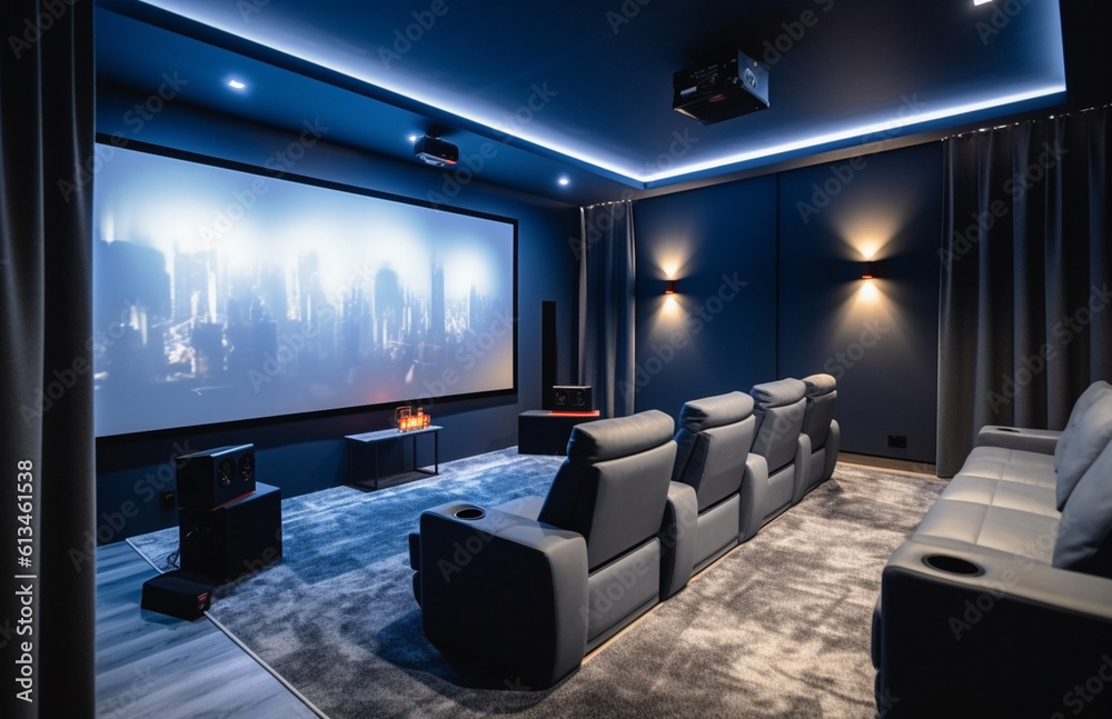 Home theater in modern style with Generative AI