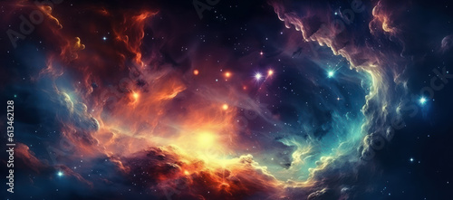 Cosmic Dreams: Colorful Space Galaxy Cloud in Stary Night Cosmos.  © Bartek