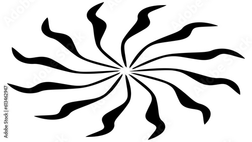 Isometric sun or flower shape silhouette isolated on white. Circular shape with petals. Clipart.