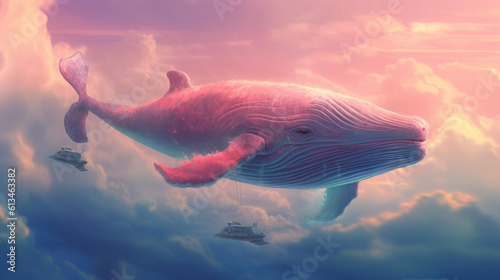 illustration of a whale in the clouds 