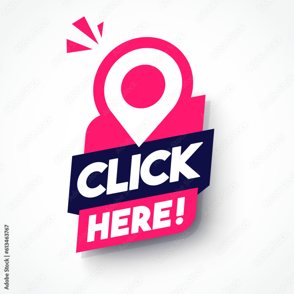 Dynamic Label With Pointer Icon And Text Click Here Stock Vector ...