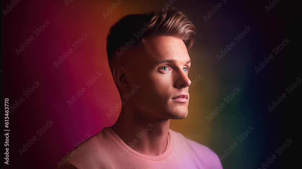 Portrait of a person male LGBT Pride Month concept