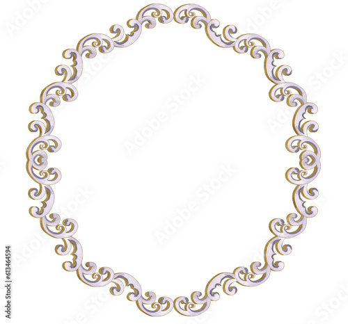 Hand-drawn watercolor round frame. Floral design. Can be used for textile, printing or other design. Two options - on white and transparent background.