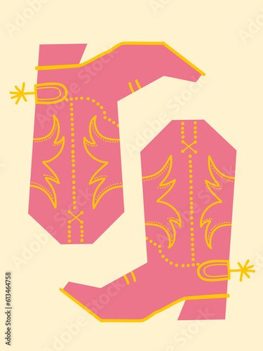 Cowboy boots vector illustration. Vector cowgirl style with cowboy boots for design © GeraKTV