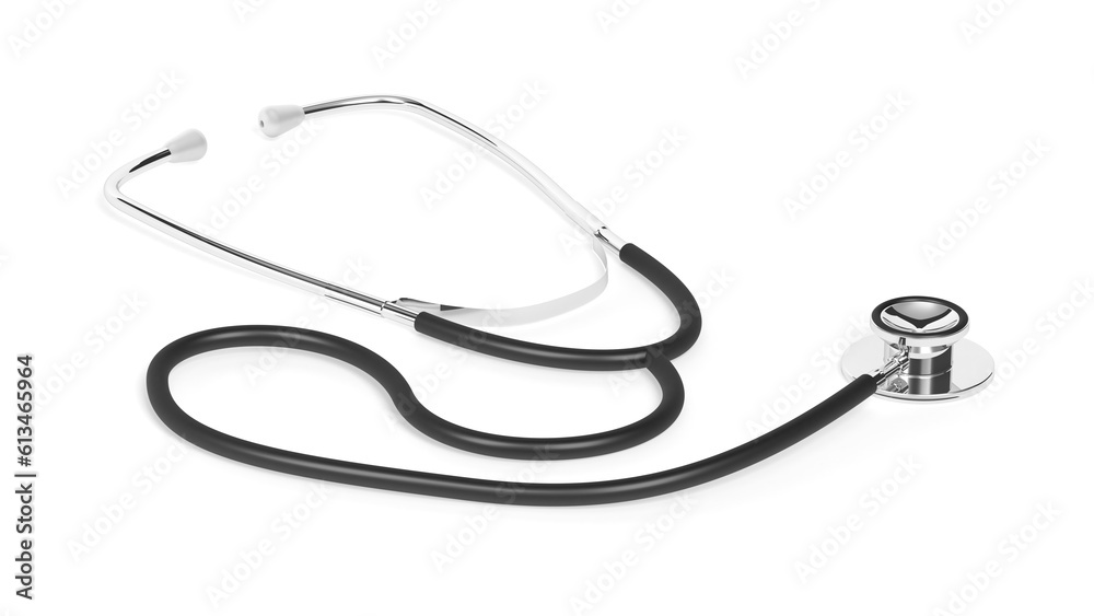 Stethoscope isolated on white background. Medical device. 3d illustration.