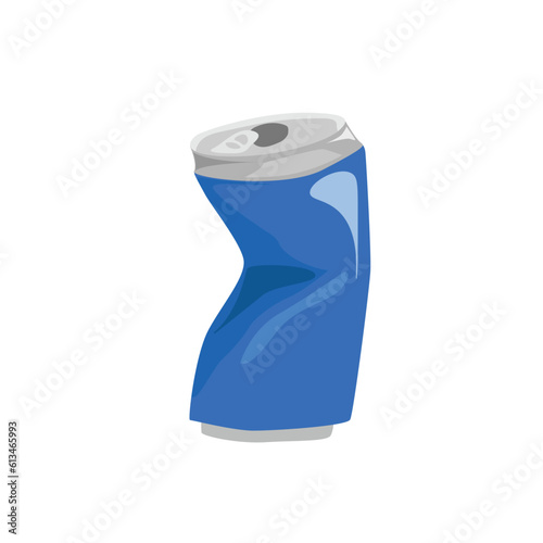 Soda can vector illustration set. Open can of soda. Tin clipart. Flat vector isolated on white background. Metal waste concept. Recycled garbage. Trash. Rubbish.
