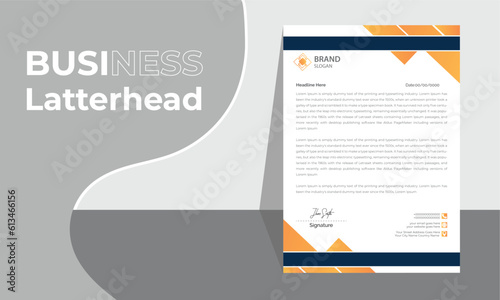 Letterhead Design Template, Creative, Minimal, elegant Corporate Clean Letterhead Design. Modern, professional, business, personal letterhead design. Blue and orange unique best letterhead design.