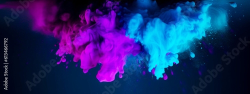 abstract background. Colorful explosion of colored smoke isolated on black background.